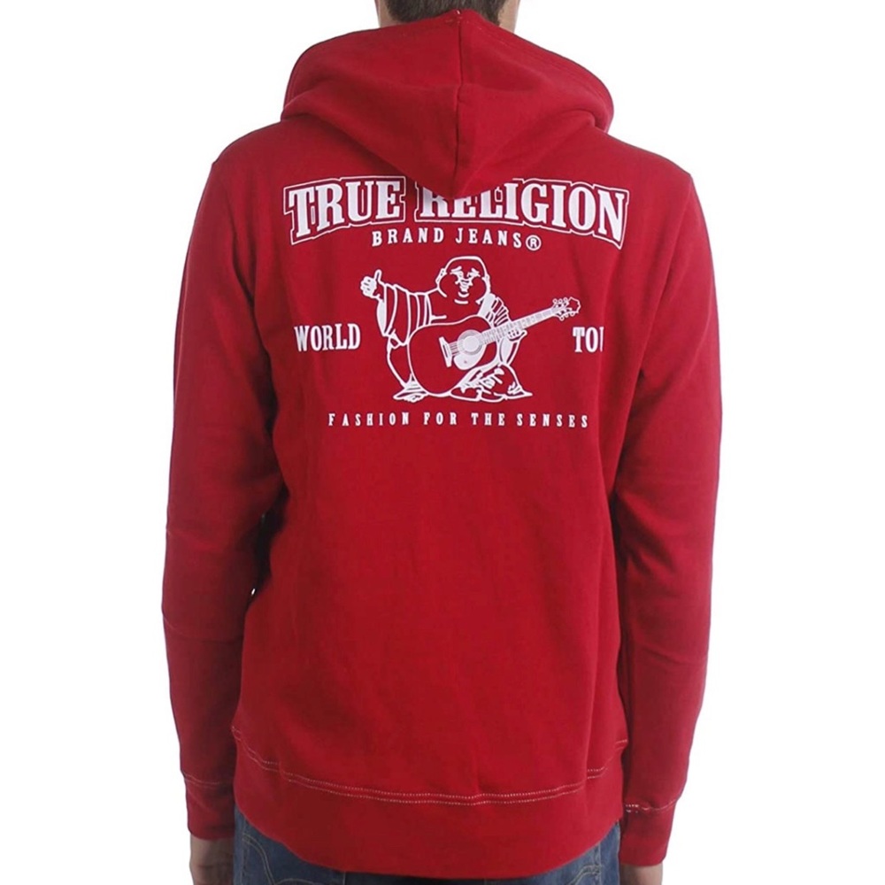 True Religion Men's Buddha Logo Zip Hoodie Red